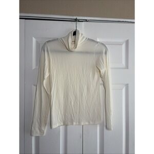 Ragno Tenderwool Turtleneck Top Womens Size 2 White Cashmere Modal Italian Knit